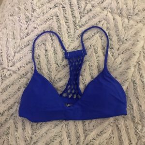 Strappy blue bikini top